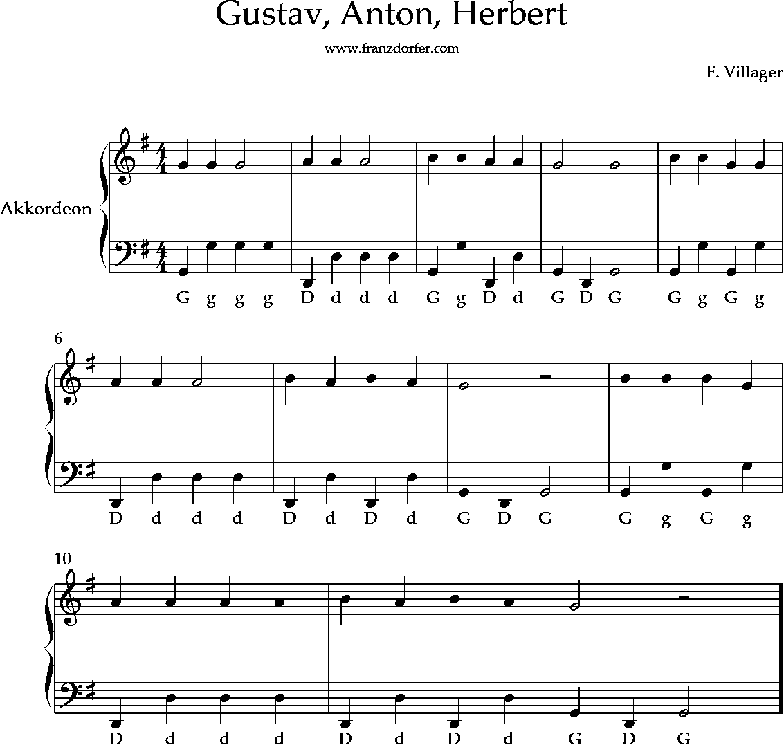 Noten für Akkordeon- Gustav, Anton Herbert